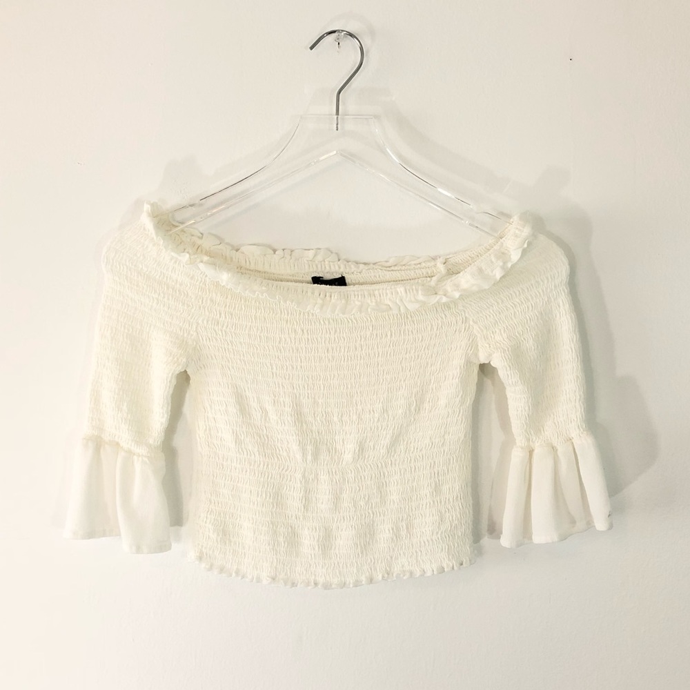 Kendall & Kylie White Off-Shoulder Crop Top